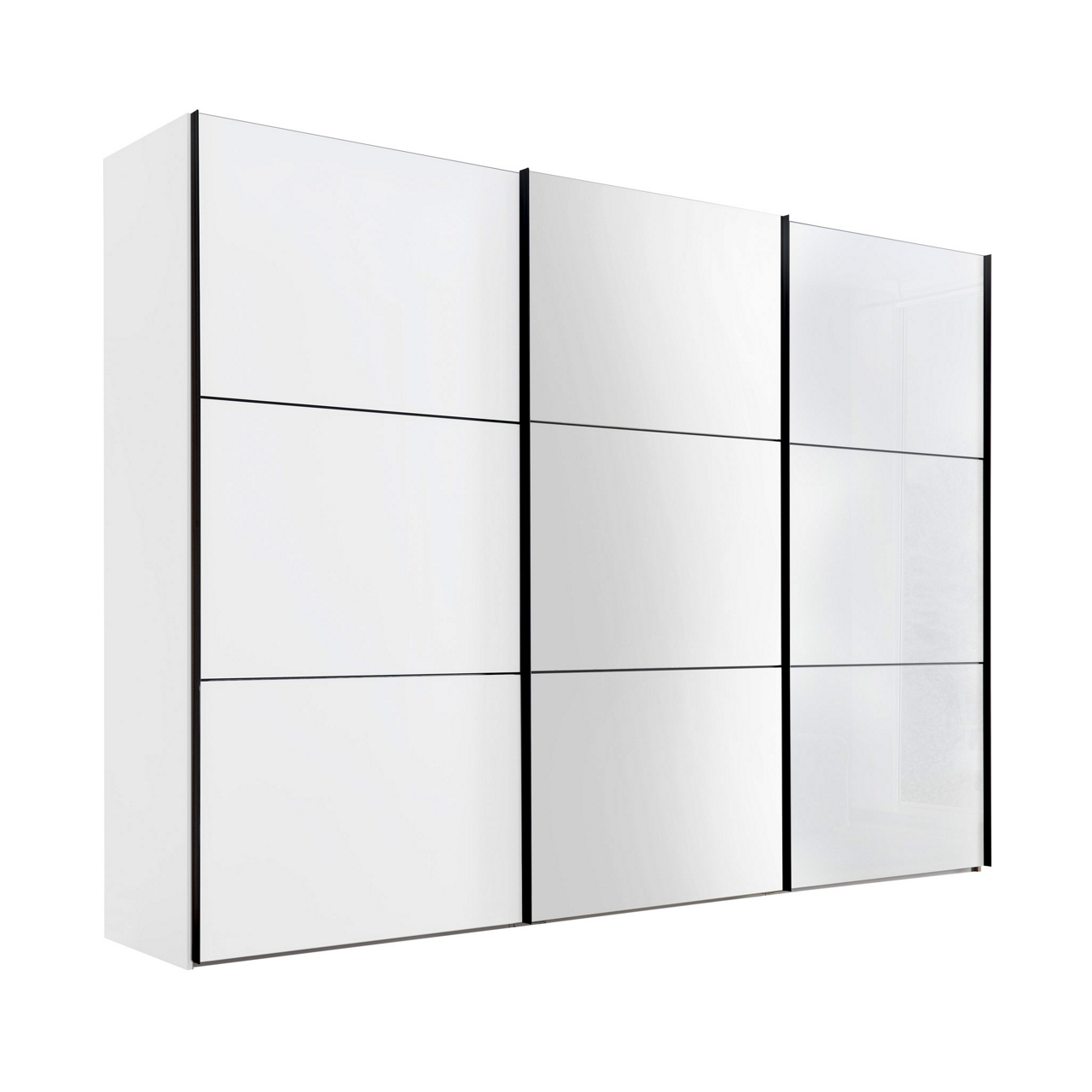 Weiß / Alpinweißglas / mittig Spiegel / Schwarz matt