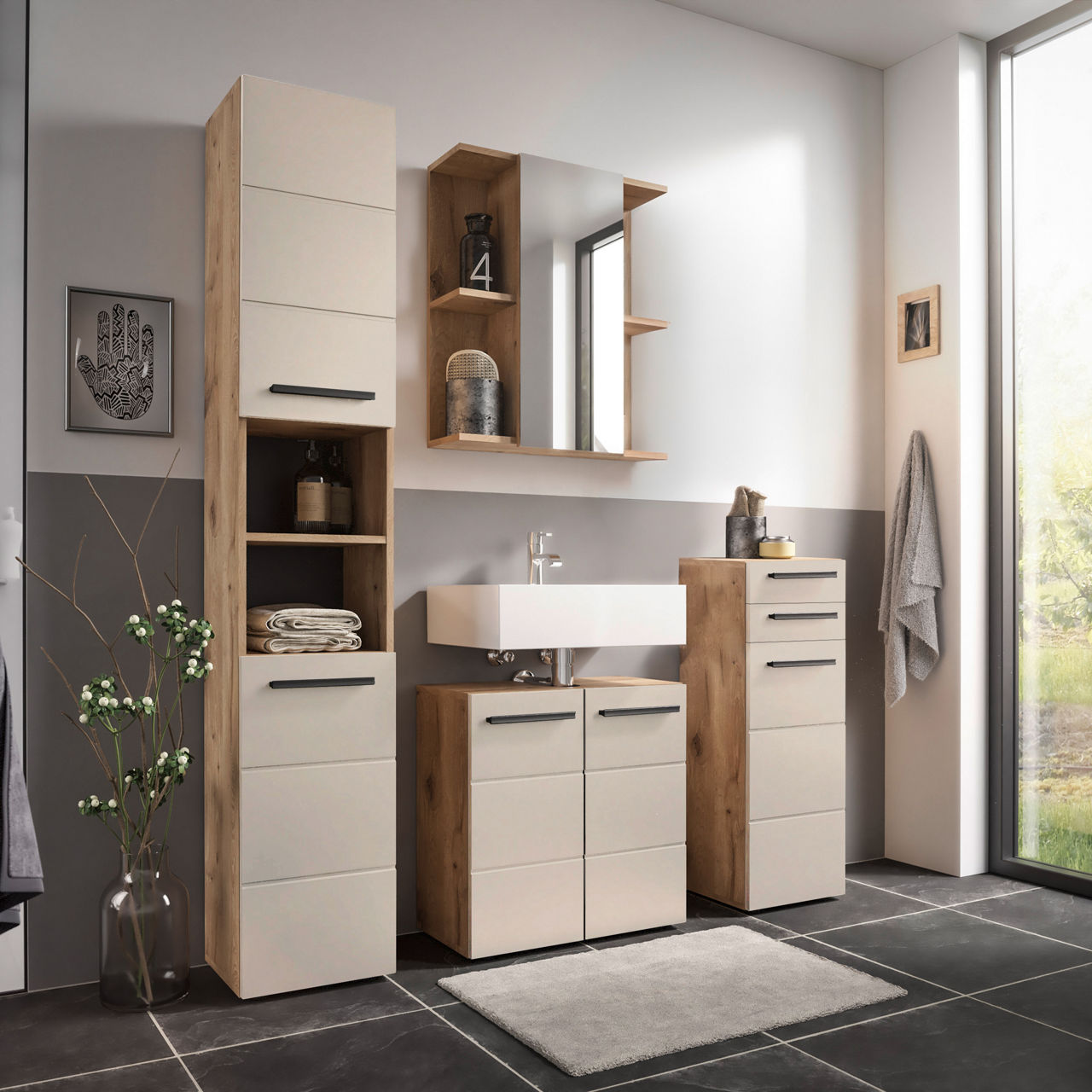  Waschtisch Unterschrank 2-türig Split 1