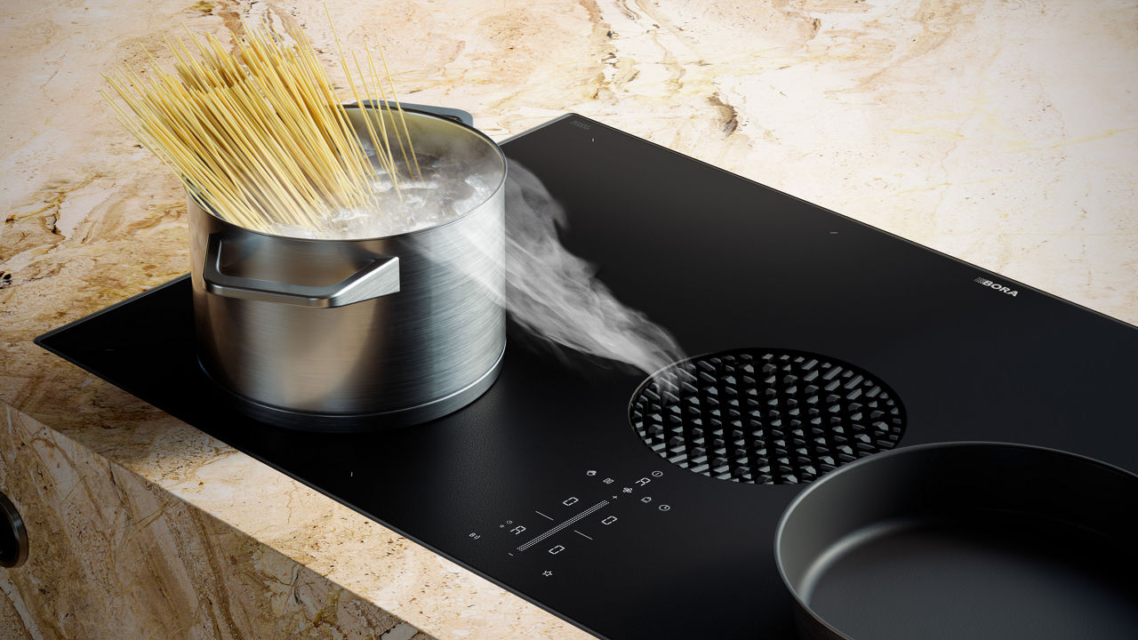  Flächeninduktions-Kochfeld mit integriertem Kochfeldabzug – Umluft, Matte Glaskeramik PUXU2R 3