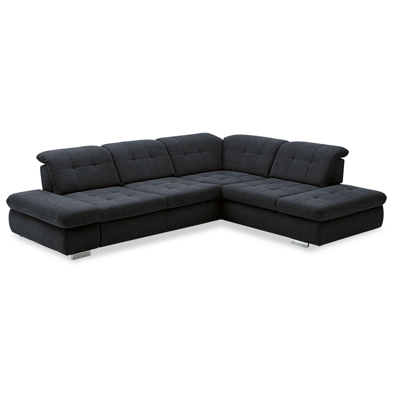 Bezug Belle black / Füße silberfarbig glänzend