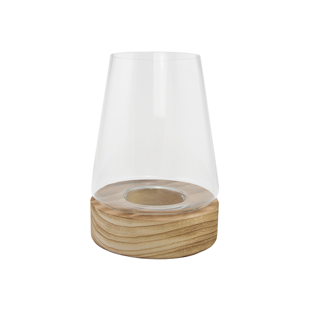  Windlicht mit Holzsockel 