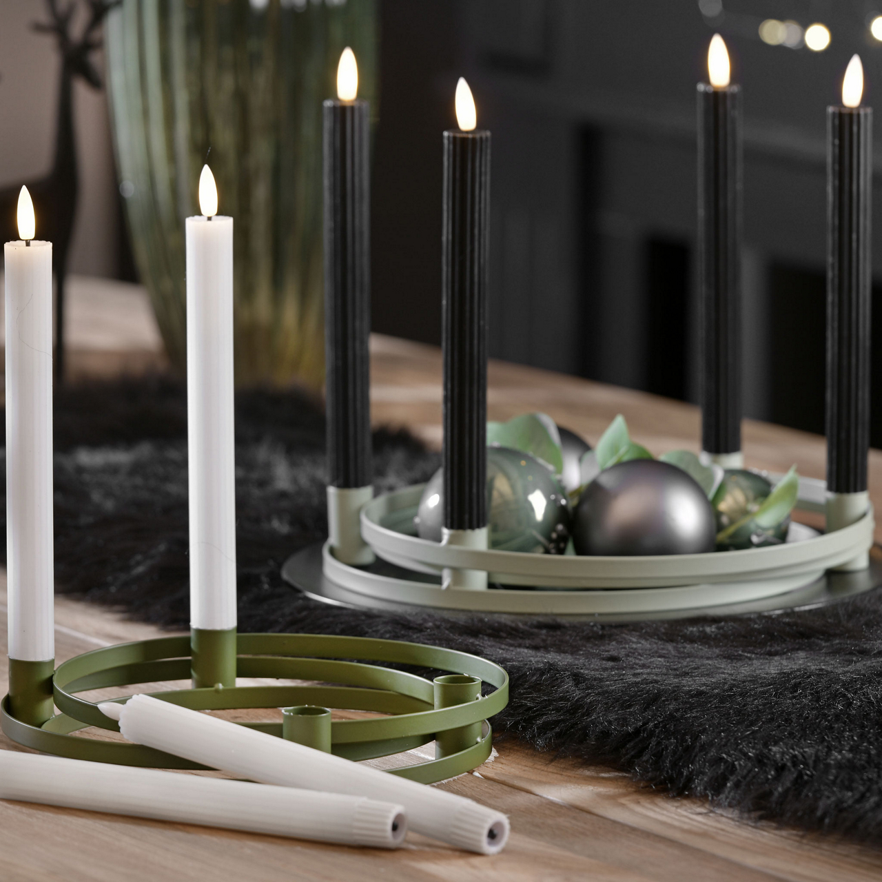 LED-Echtwachsstabkerzenset 2-teilig -