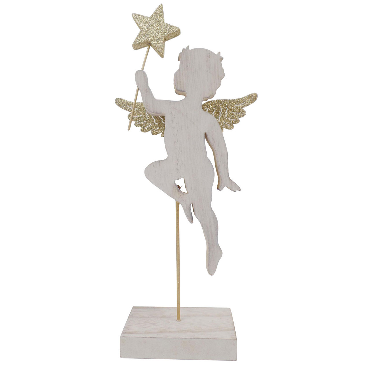 62728 H.-Engel a.Stab 25 ca. 10.5 x 5.0 x 25.5 cm  Gold Weiß undefined