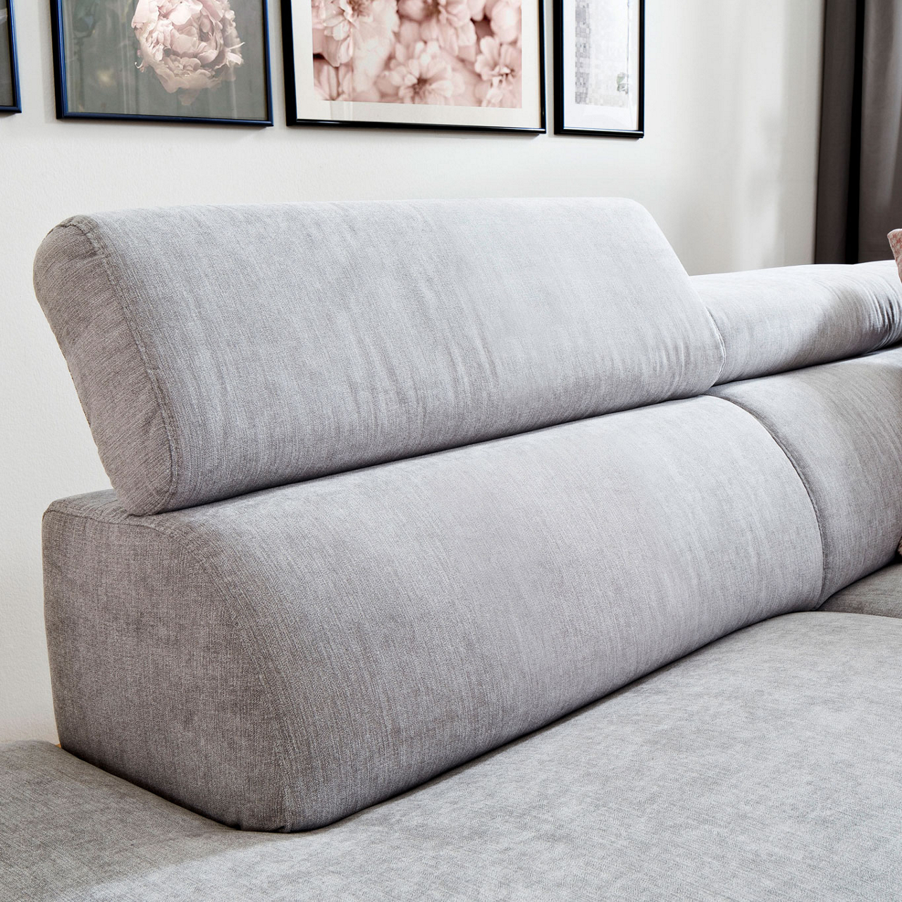 Majola MONDO Polstergarnitur, Stoff Mono light grey, PG 6, Arml."2",Rü. echt,ohne Kopfteilv.+o.weitere Fkt.