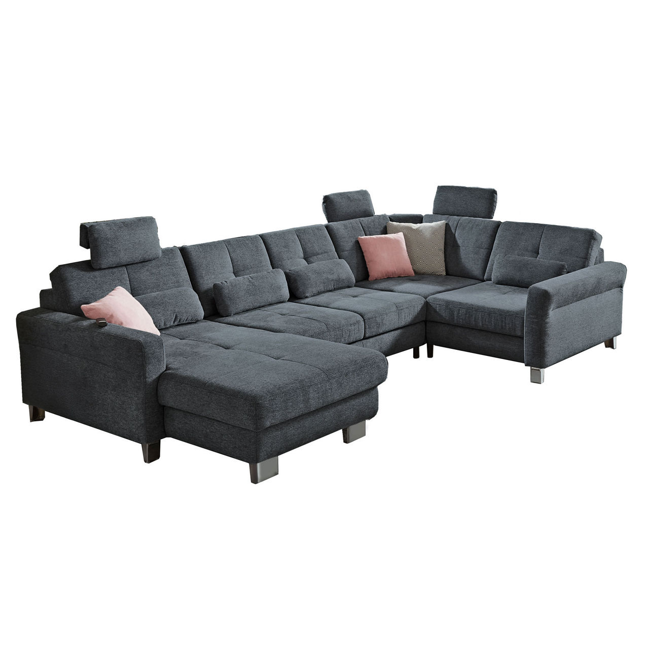 Bezug Famosa anthrazit / Füße Metall hochglanz