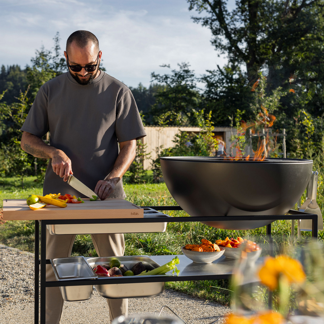  Outdoor-Küche mit integriertem Grillset FIRE KITCHEN/ BOWL 70 Plancha