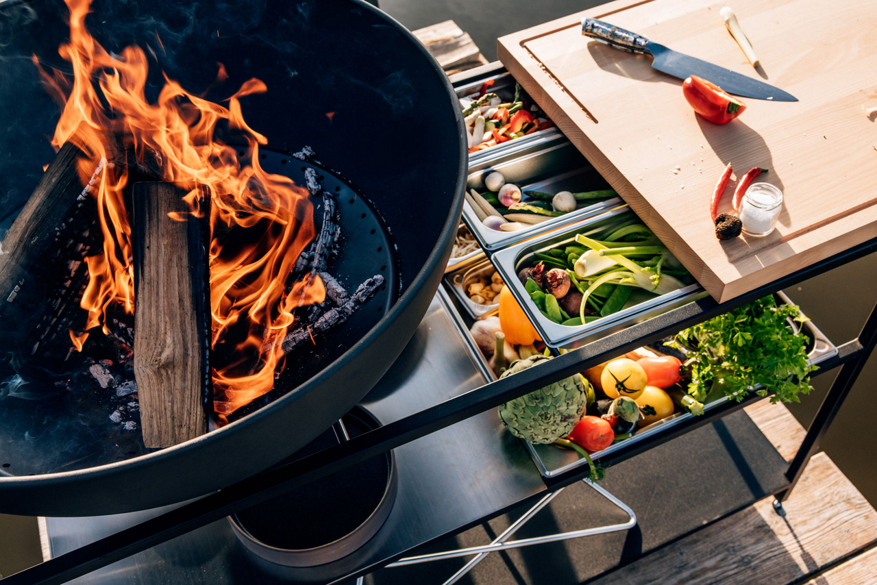  Outdoor-Küche mit integriertem Grillset FIRE KITCHEN/ BOWL 70 Plancha