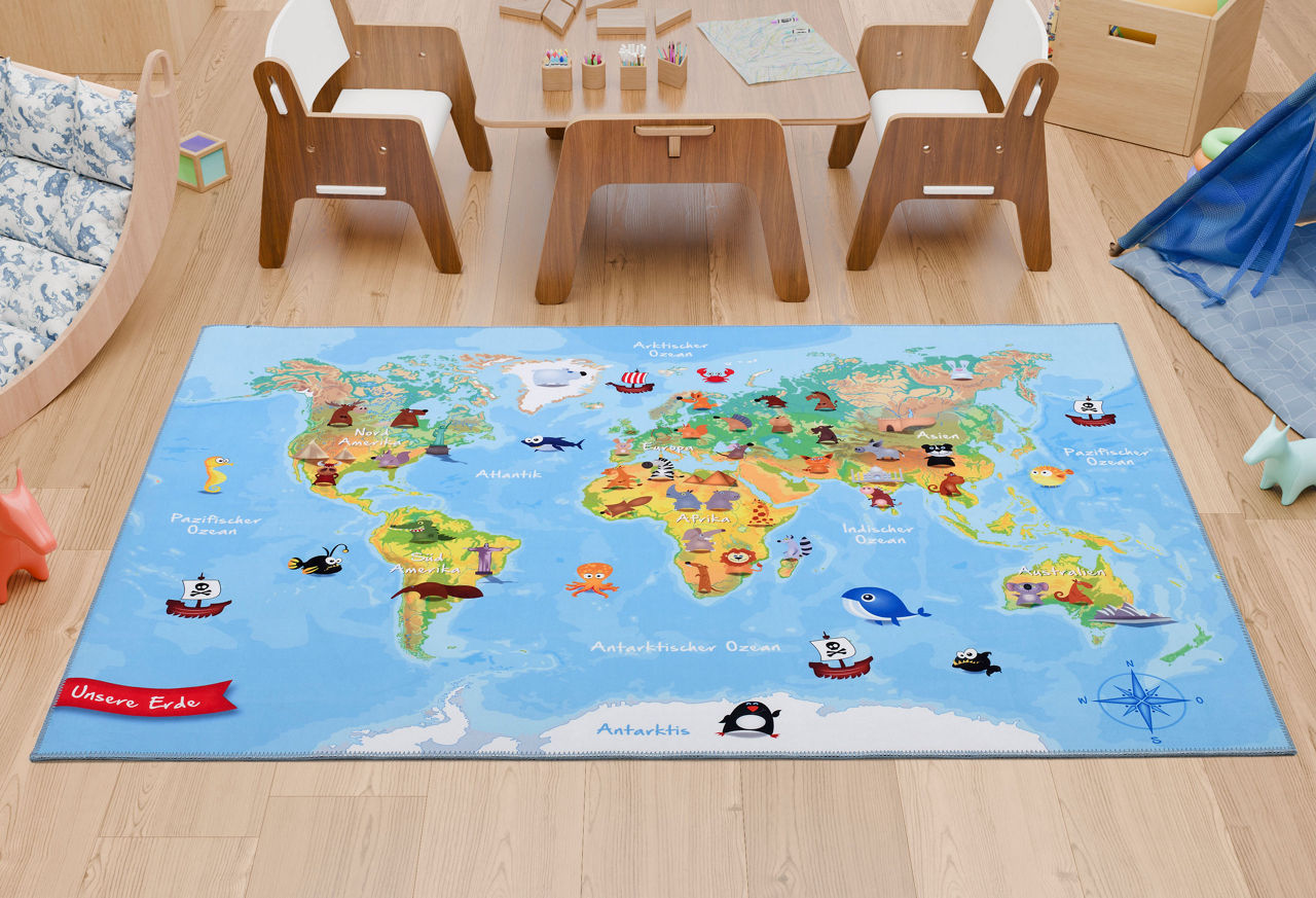  Kinderteppich Weltkarte 1