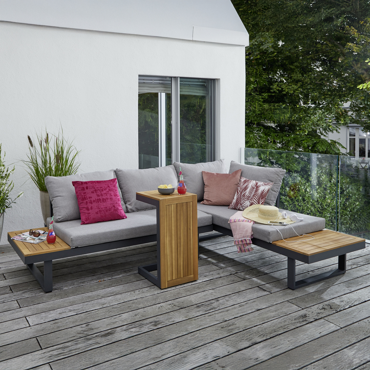 OUTDOOR Gartensofa-Set 3-tlg. RUNEI