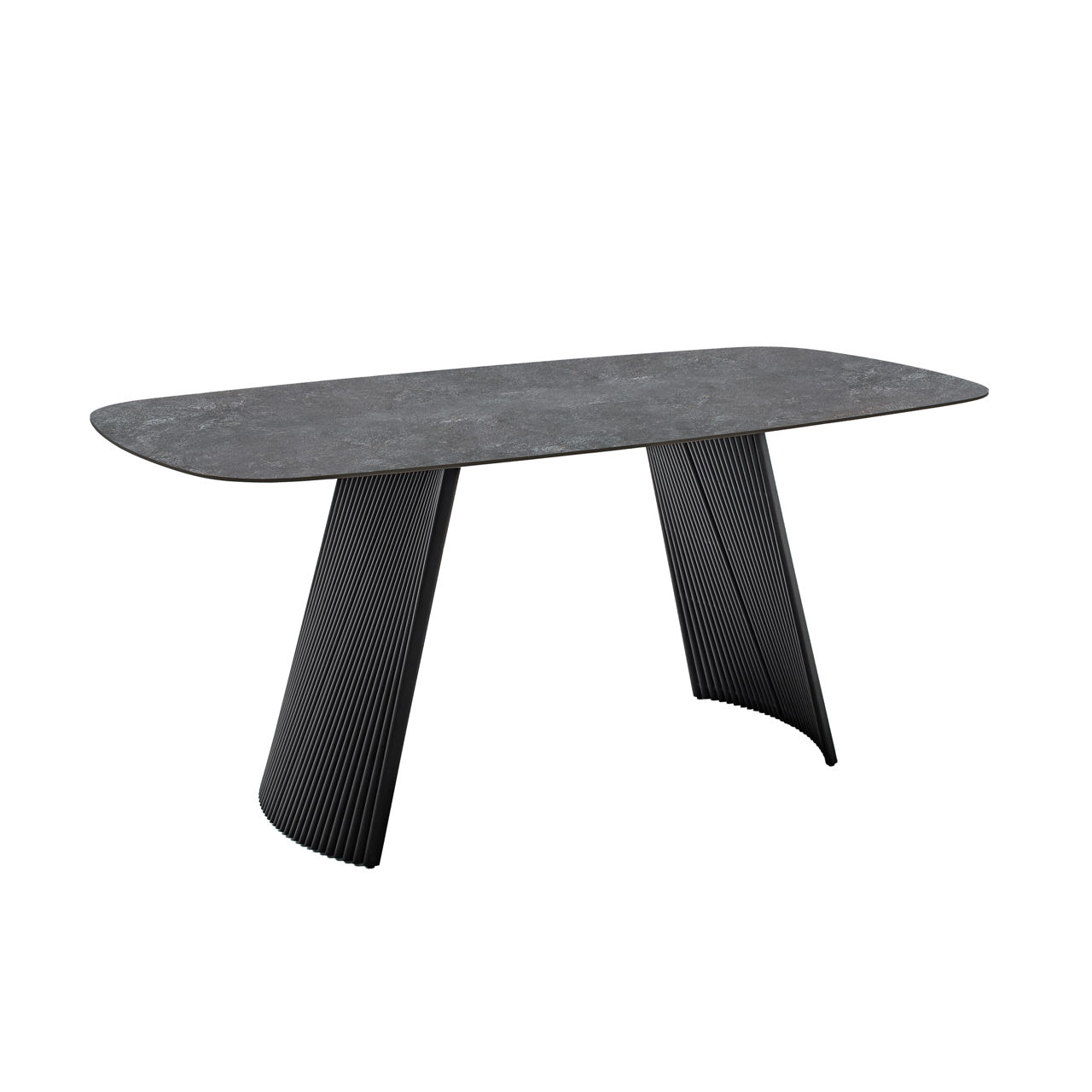 Gestell schwarz matt lackiert / Tischplatte anthrazit marmoriert