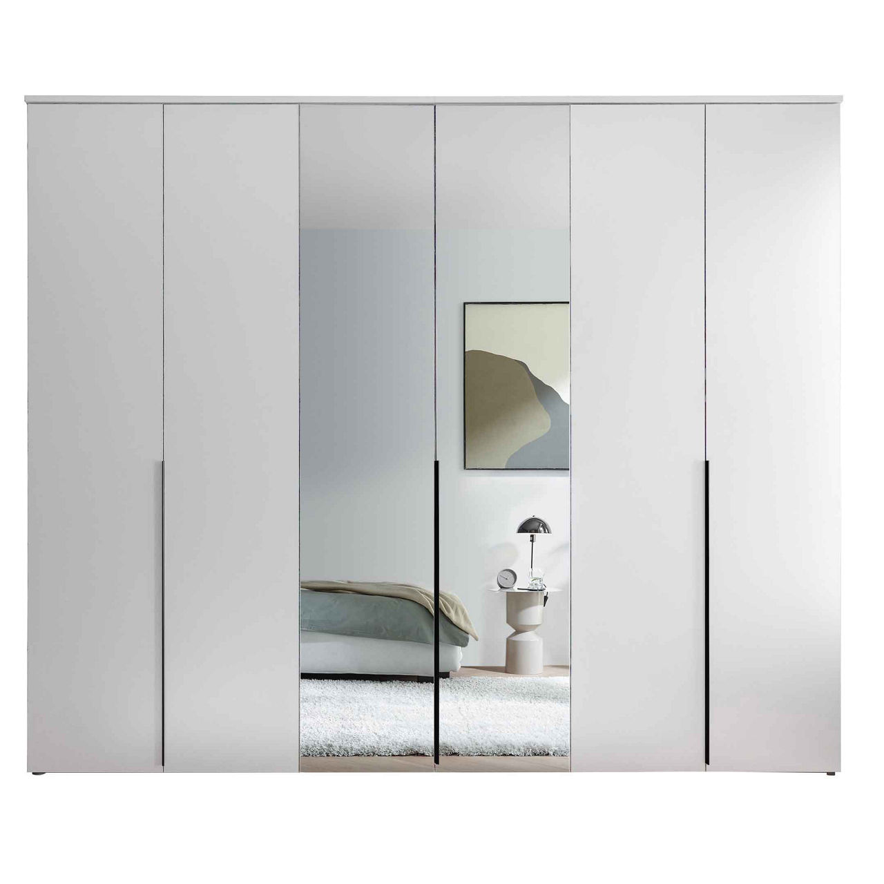  Kleiderschrank 6-türig (2 Spiegeltüren) Kevo 1