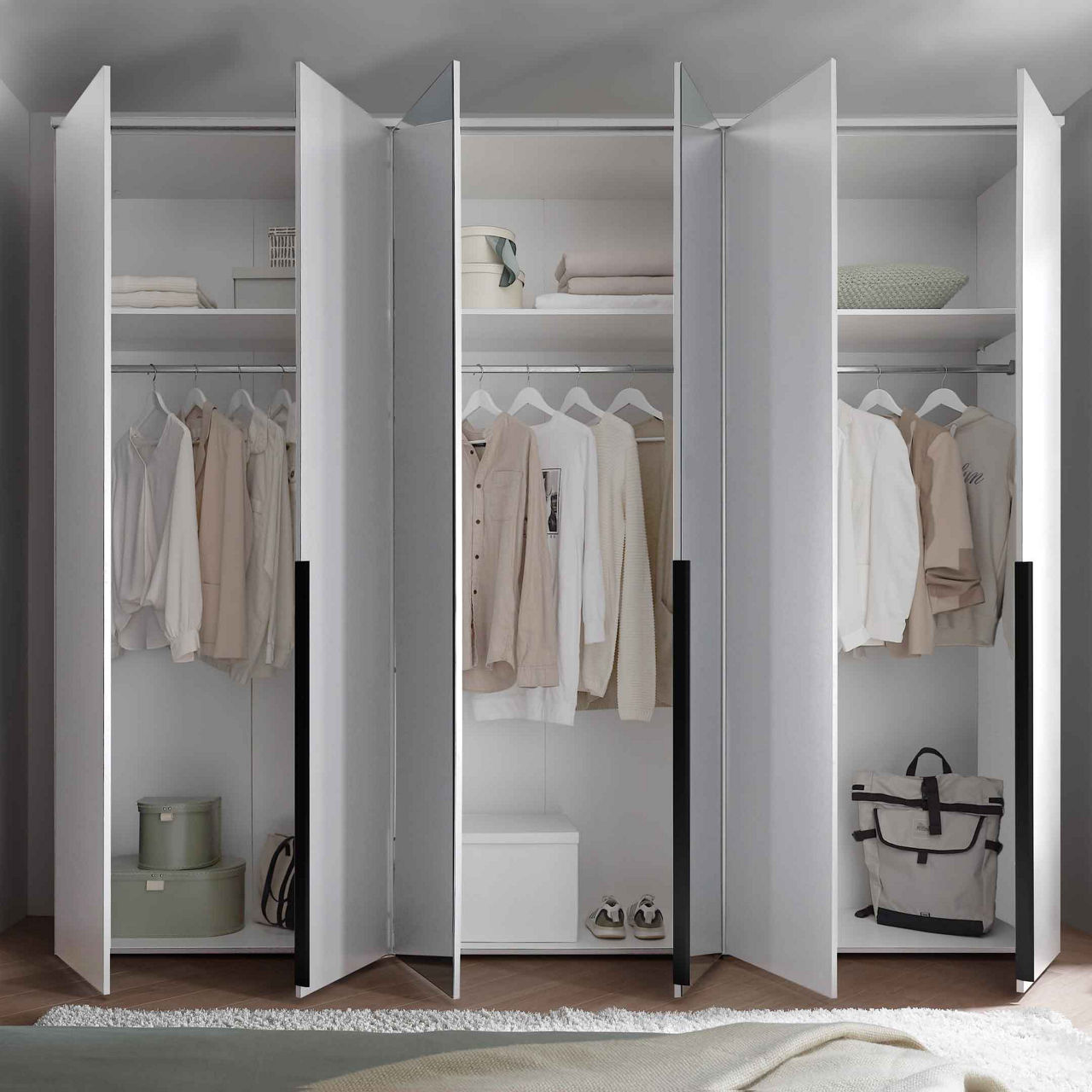  Kleiderschrank 6-türig (2 Spiegeltüren) Kevo 3