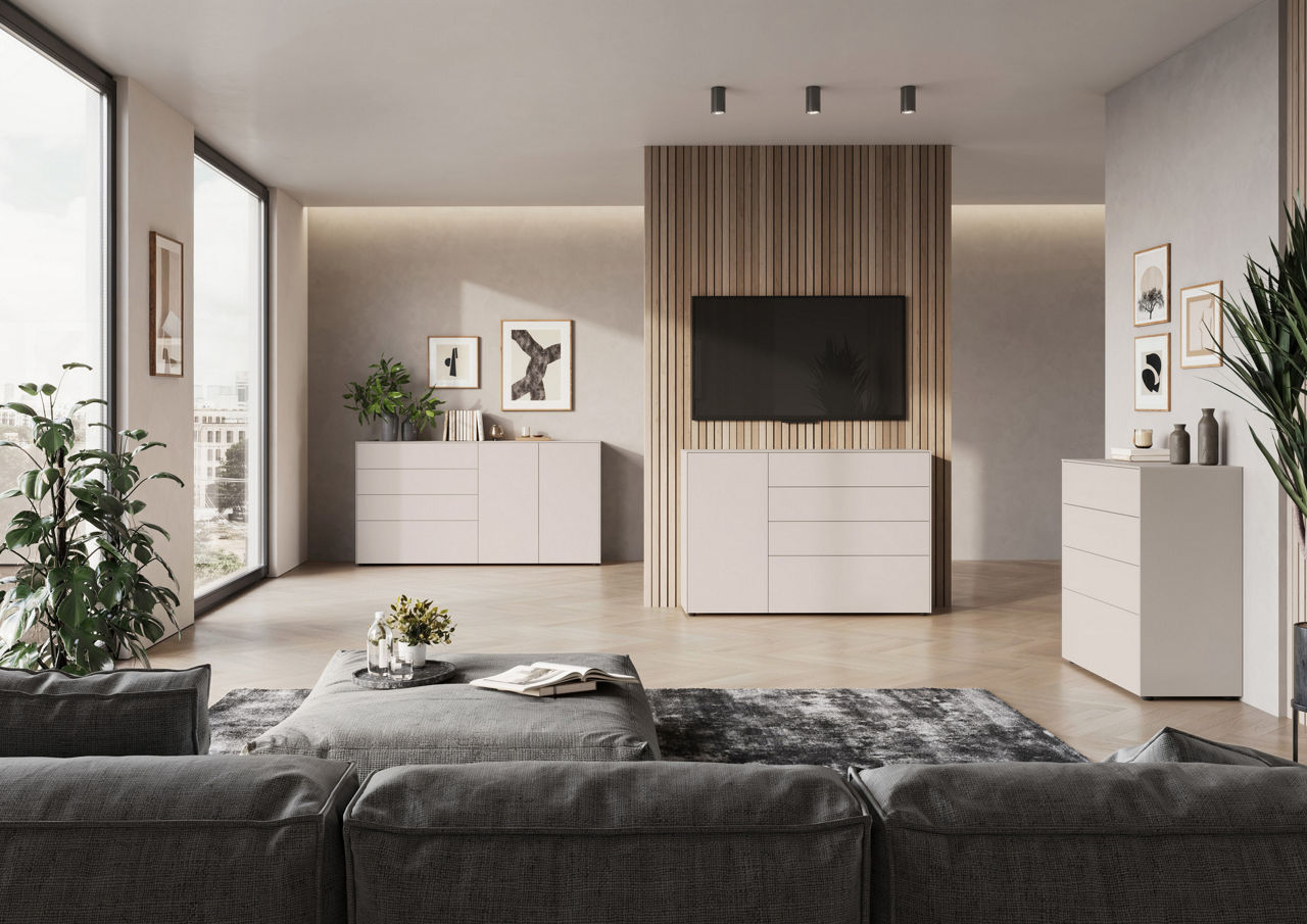  Kommode mit 2 Türen und 4 Schubkästen FAKTA LOMENA 3