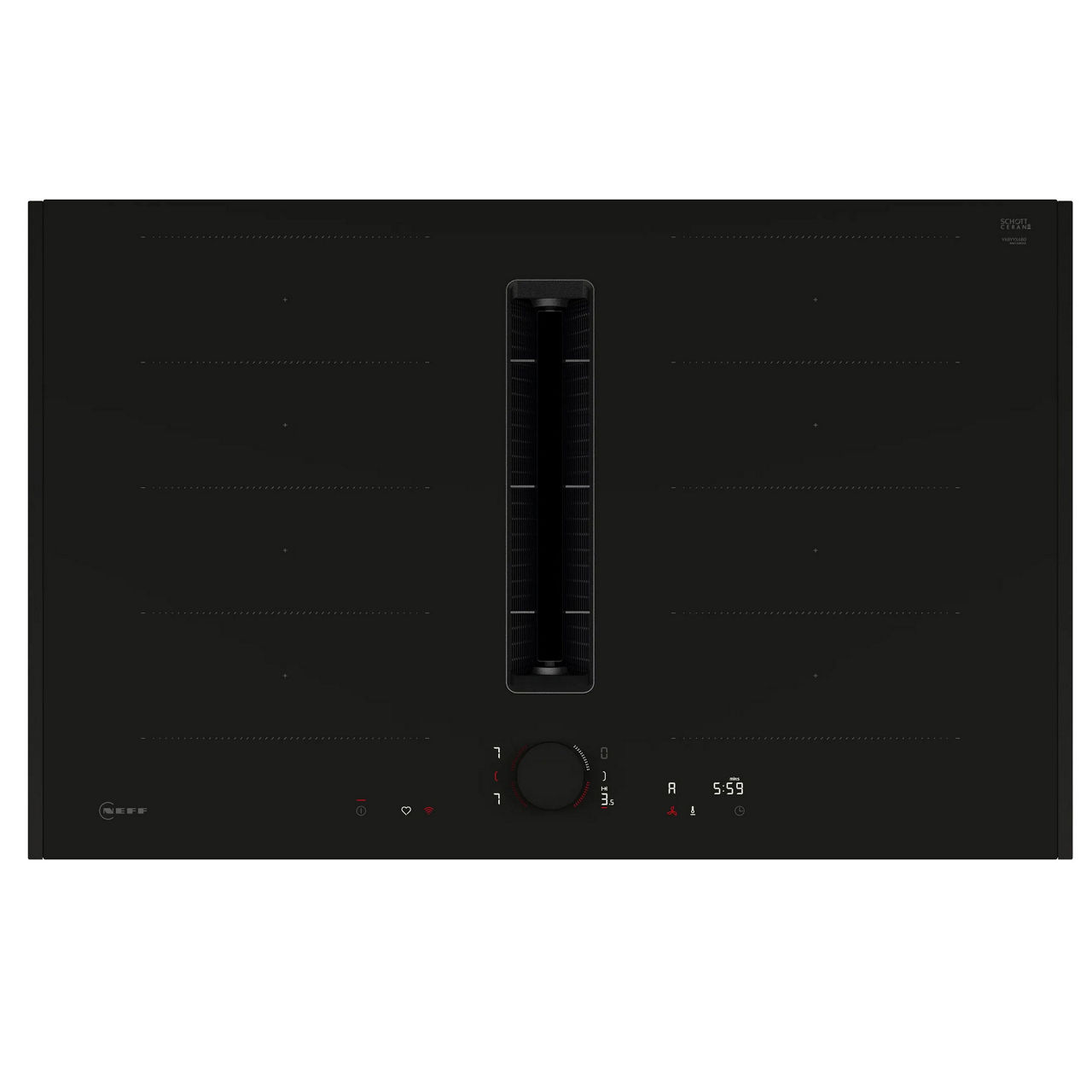  Induktionskochfeld mit Dunstabzug, Magnetknebel, Seitliche Lisenen V68TXDMATT undefined