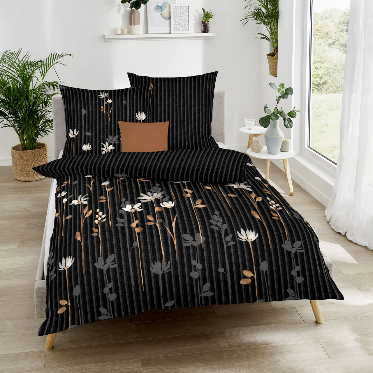  Satin Bettwäsche Floral Stripes undefined