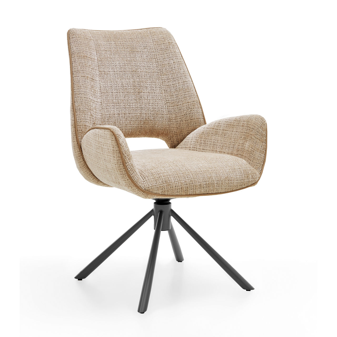 Bezug Cremona C37 creme / Bezug Keder in Leder creme / Gestell Lack darkgrey