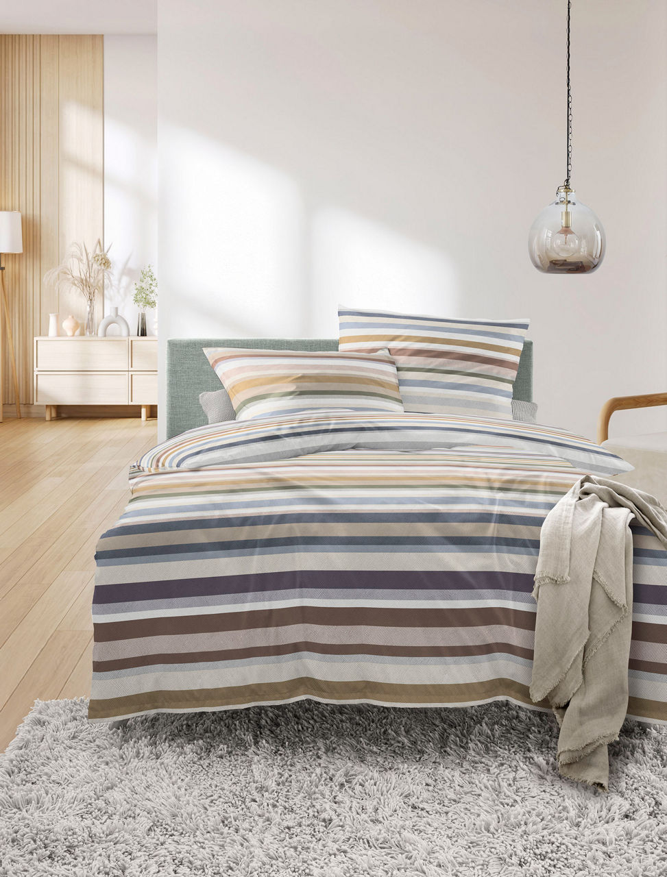 Irisette Blue Line Mako-Satin Bettwäsche Wave 1