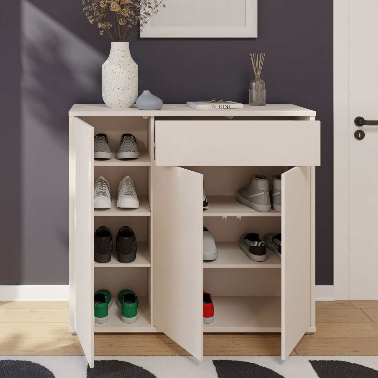  Schuhschrank mit 3 Türen, 1 Schubkasten ALICE SPRINGS 5