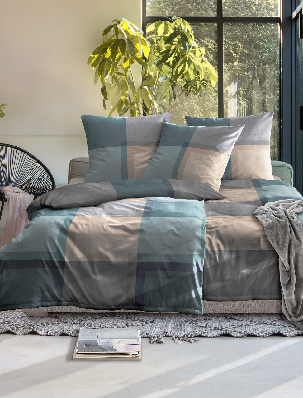 Irisette Blue Line Mako-Satin Bettwäsche Wave 1