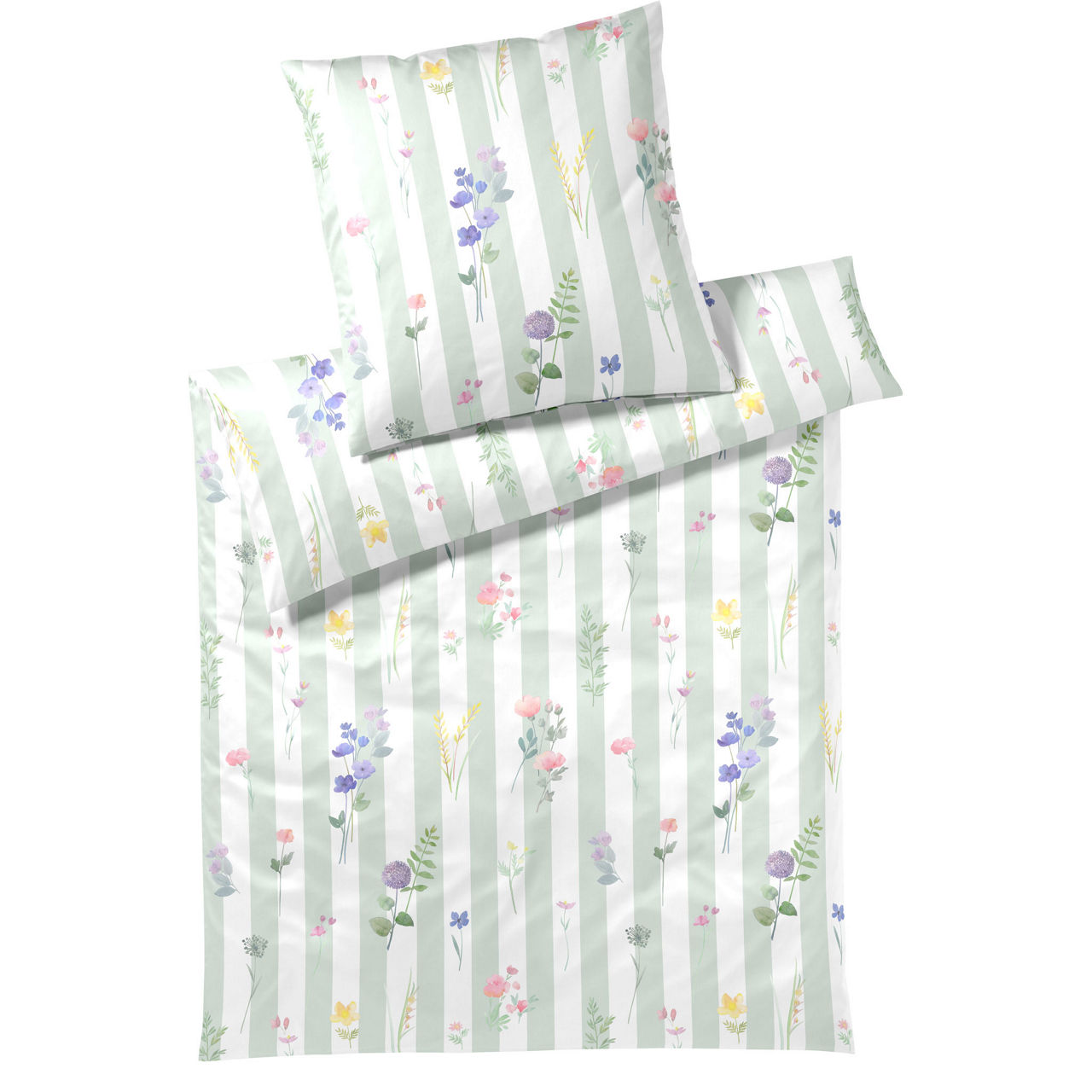  Mako-Satin Bettwäsche Flowerstripe