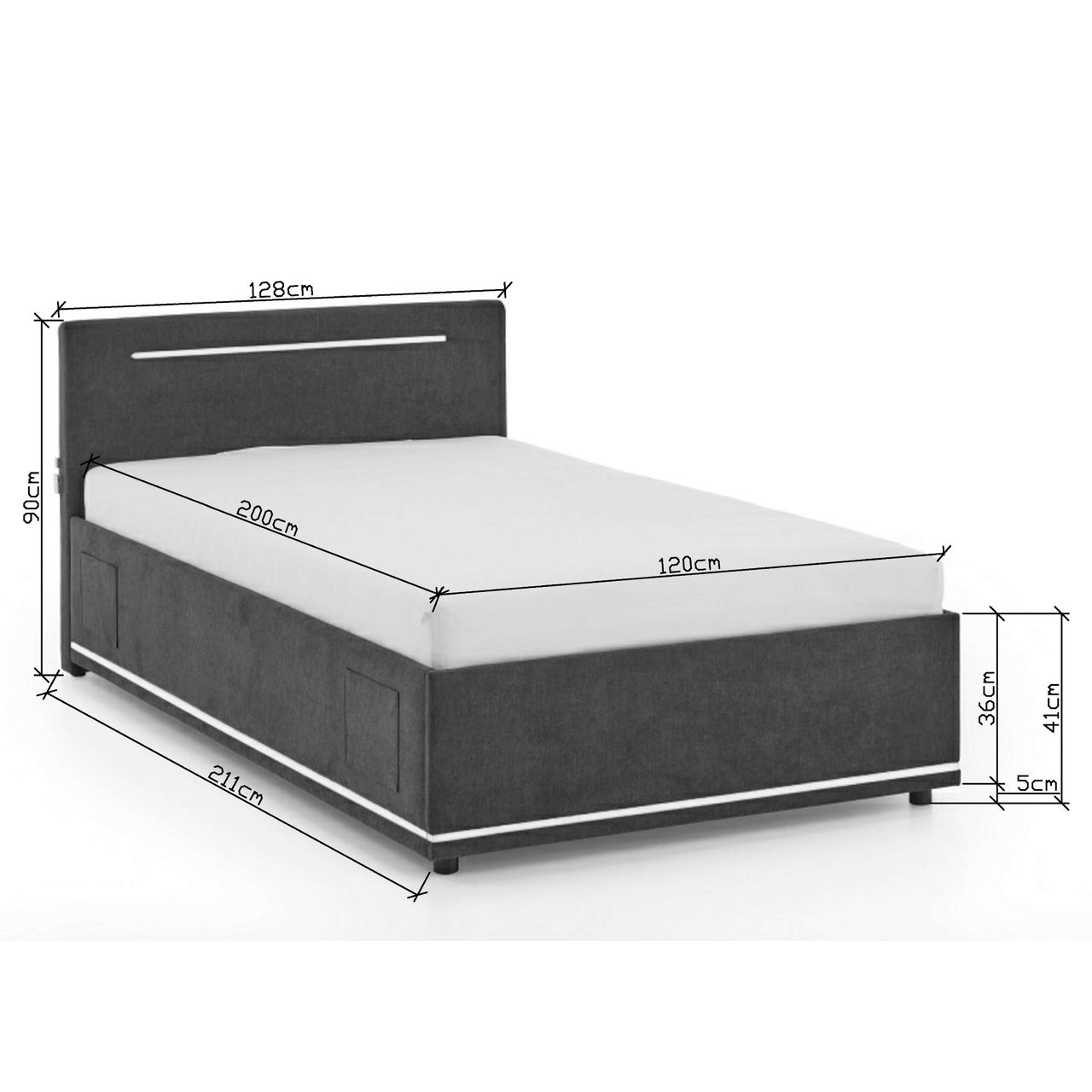  Polsterbett LF 140x200cm, Schwarz Circle 5