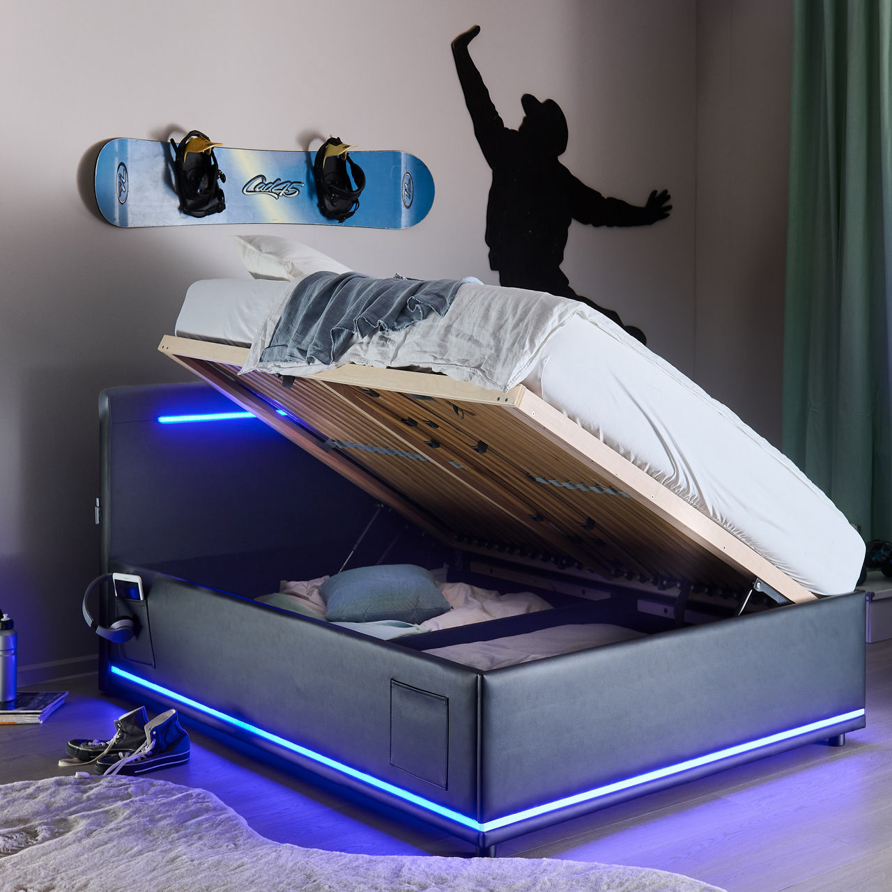  Polsterbett LF 140x200cm, Schwarz Circle 8